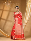BANARASI GEORGETTE SAREE RED WITH  All Over Beautiful Floral Jacquard Weave Design