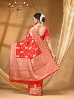 BANARASI GEORGETTE SAREE RED WITH  All Over Beautiful Floral Jacquard Weave Design