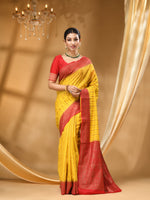 3D DUPPION SILK SAREE GOLD  WITH All Over Beautiful Floral Jacquard Weave Design