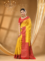 3D DUPPION SILK SAREE GOLD  WITH All Over Beautiful Floral Jacquard Weave Design