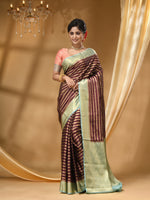 WARM SILK BROWN SAREE WITH All Over Beautiful Floral Jacquard Weave Design