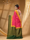 3D DUPPION SILK RANI PINK SAREE WITH All Over Beautiful Floral Jacquard Weave Design