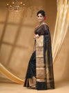 DESIGNER BOLLYWOOD BLACK SAREE WITH All Over Beautiful Floral Jacquard Weave Design