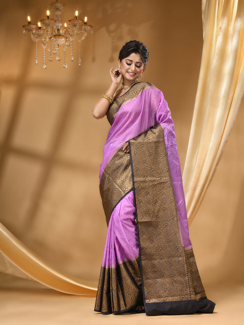 WARM SILK LAVENDER SAREE WITH All Over Beautiful Floral Jacquard Weave Design