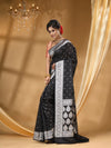HANDLOOM KATAN SILK  BLACK SAREE WITH All Over Beautiful Floral Jacquard Weave Design