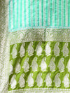 HANDLOOM KATAN SILK SEA GREEN SAREE WITH All Over Beautiful Floral Jacquard Weave Design