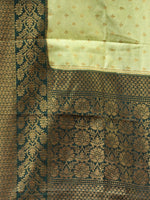 3D DUPPION SILK PISTA GREEN SAREE WITH All Over Beautiful Floral Jacquard Weave Design