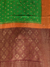 3D DUPPION SILK GREEN  SAREE WITH All Over Beautiful Floral Jacquard Weave Design