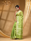 ORGANZA SILK GREEN SAREE WITH All Over Beautiful Floral Jacquard Weave Design