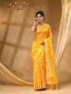 ORGANZA SILK GOLD  SAREE WITH All Over Beautiful Floral Jacquard Weave Design