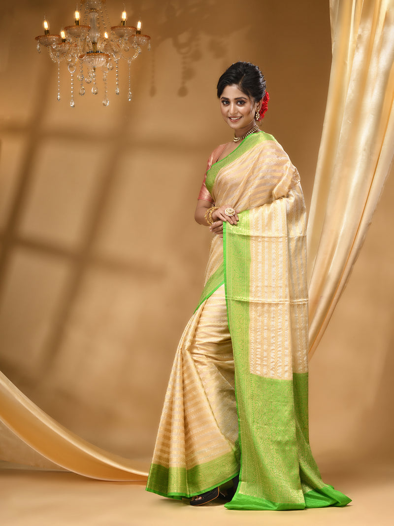 WARM SILK OFFWHITE  SAREE WITH All Over Beautiful Floral Jacquard Weave Design