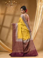 3D DUPPION SILK GOLD SAREE WITH All Over Beautiful Floral Jacquard Weave Design