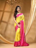 WARM SILK YELLOW SAREE WITH All Over Beautiful Floral Jacquard Weave Design