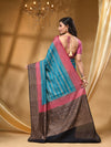 3D DUPPION SILK SKY BLUE SAREE WITH All Over Beautiful Floral Jacquard Weave Design
