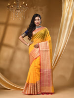 ORGANZA SILK GOLD SAREE WITH All Over Beautiful Floral Jacquard Weave Design