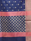 ORGANZA SILK NAVY BLUE SAREE WITH All Over Beautiful Floral Jacquard Weave Design