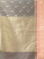 ORGANZA SILK  GREY SAREE WITH All Over Beautiful Floral Jacquard Weave Design