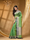 ORGANZA SILK  GREEN SAREE WITH All Over Beautiful Floral Jacquard Weave Design
