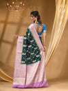 BANARASI GEORGETTE BOTTLE GREEN SAREE WITH All Over Beautiful Floral Jacquard Weave Design