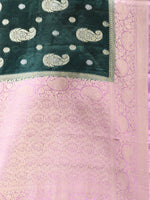 BANARASI GEORGETTE BOTTLE GREEN SAREE WITH All Over Beautiful Floral Jacquard Weave Design