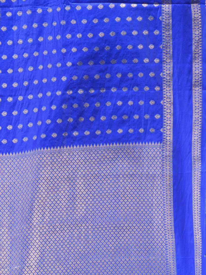 WARM SILK ROYAL BLUE  SAREE WITH All Over Beautiful Floral Jacquard Weave Design