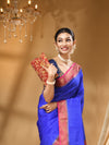 MYSORE SILK  ROYAl  BLUE SAREE WITH All Over Beautiful Floral Jacquard Weave Design