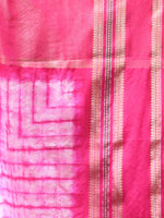 SHIBORI DYE WARM SILK RANI PINK SAREE WITH All Over Beautiful Floral Jacquard Weave Design