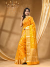 BANARASI GEORGETTE GOLD SAREE WITH All Over Beautiful Floral Jacquard Weave Design