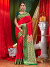 Katan Silk Red With Embossed Design