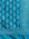 Katan Silk  Blue With Silver Zari Work