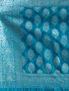 Katan Silk  Blue With Silver Zari Work