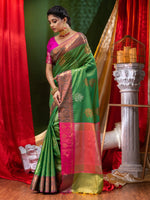 Banarasi Silky Green Saree With Antique Buta