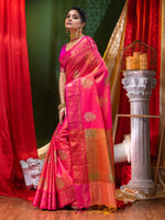 Banarasi Silky Rani Pink Saree With Antique Buta