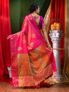 Banarasi Silky Rani Pink Saree With Antique Buta