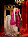 Rani With Off- White Dupion Silk Banarasi Saree With Jacquard Weave Floral Body And Beautiful Border