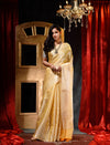 Yellow with Silver Pattu Silk Saree with All Over Beauthful Floral Jacquard Weave Design