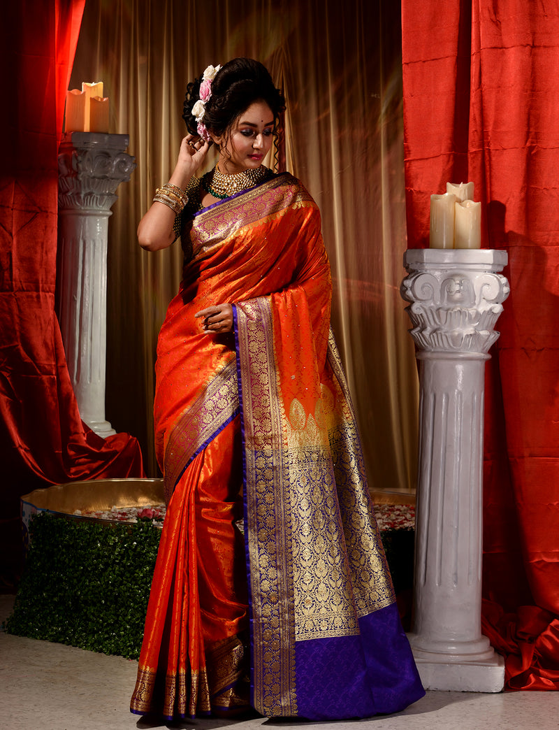 Orange & Purple Color Pattu Saree || New Arrivals || Vanitha TV - YouTube