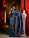 Firozi With Copper Pattu Silk Saree with All Over Beautiful Floral Jacquard Weave Design