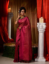 Dark Pink With Copper Pattu Silk Saree with All Over Beauthful Floral Jacquard Weave Design