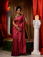 Dark Pink With Copper Pattu Silk Saree with All Over Beautiful Floral Jacquard Weave Design