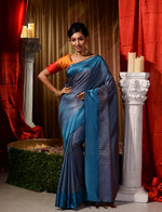 Firozi with Copperr Pattu Silk Saree with All Over Beautiful Floral Jacquard Weave Design