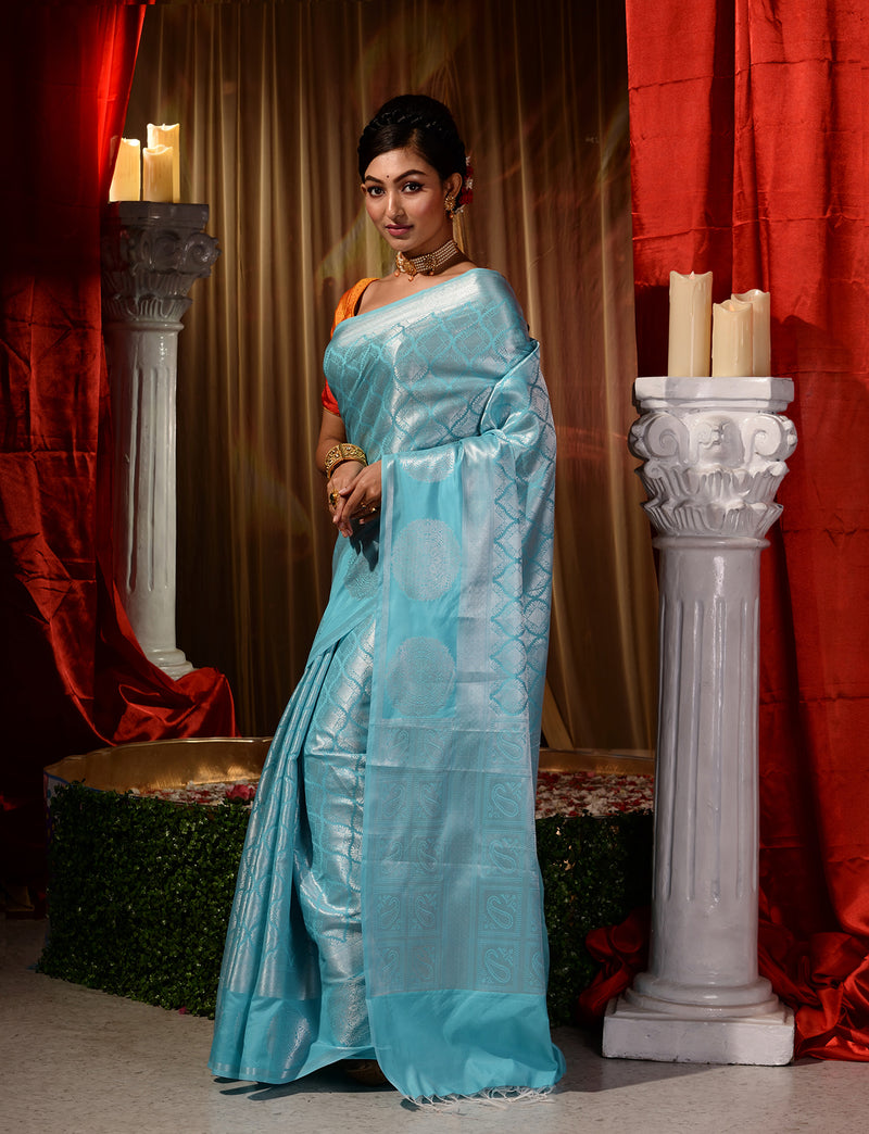 Buy Sky Blue Silk Saree online-Karagiri