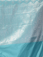Sky Blue with Silver Pattu Silk Saree with All Over Beautiful Floral Jacquard Weave Design