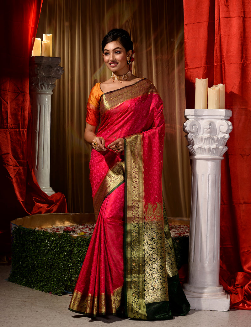 Embroidered Bollywood Net Saree With Beautiful Stone Work
